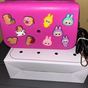 Pink Fanny Bag with Capybara & Labubu Jibbitz